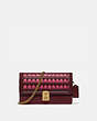 COACH®,HUTTON CLUTCH WITH WEAVING,Leather,Mini,Brass/Confetti Pink Multi,Front View
