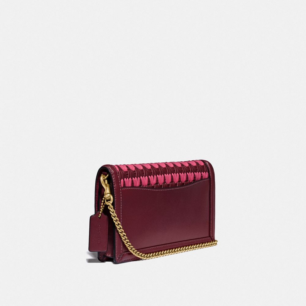 COACH®,POCHETTE HUTTON AVEC TISSAGE,Cuir,Laiton/Rose Confetti Multicolore,Angle View