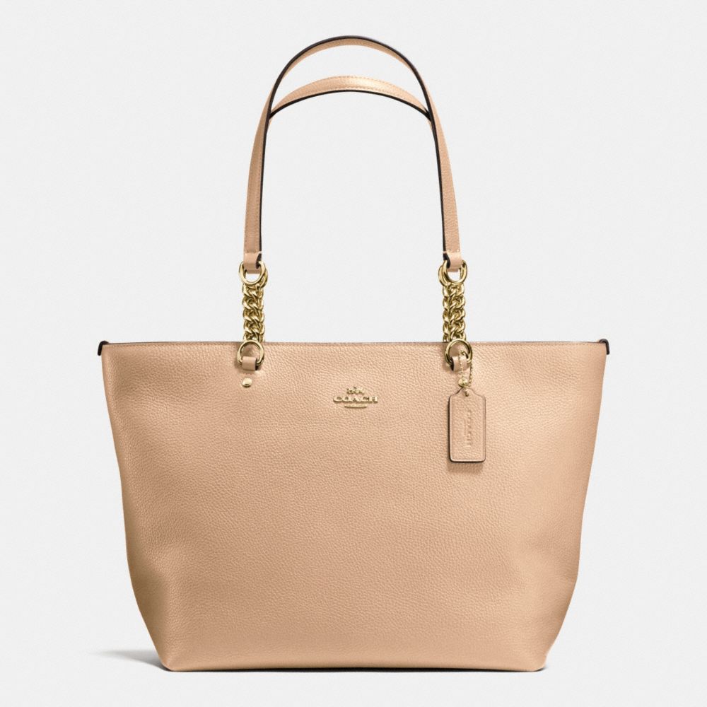 COACH®,SOPHIA TOTE,Leather,Light Gold/Beechwood,Front View