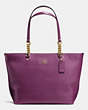 COACH®,SOPHIA TOTE,Leather,Light Gold/Plum,Front View