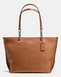 COACH®,SOPHIA TOTE,Leather,Silver/Saddle,Front View