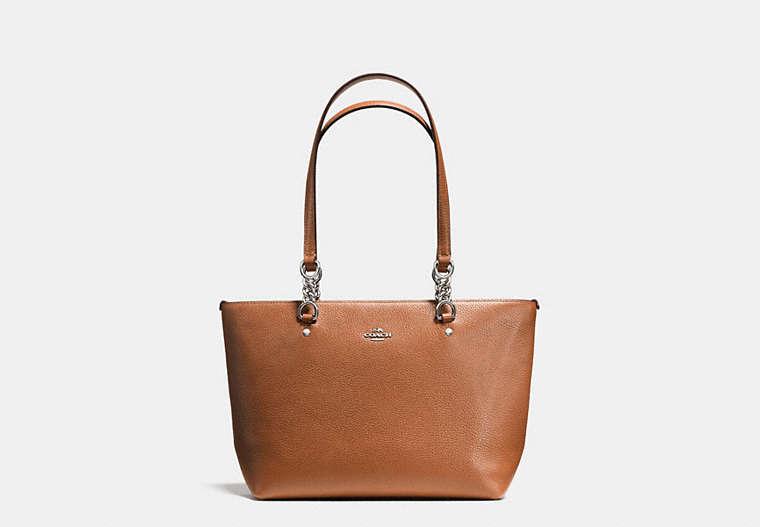 Sophia Small Tote In Polished Pebble Leather