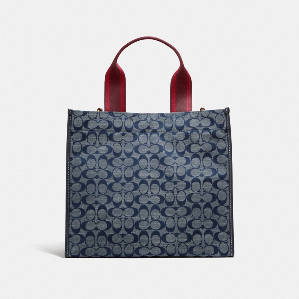 Coach signature outlet chambray canvas tote