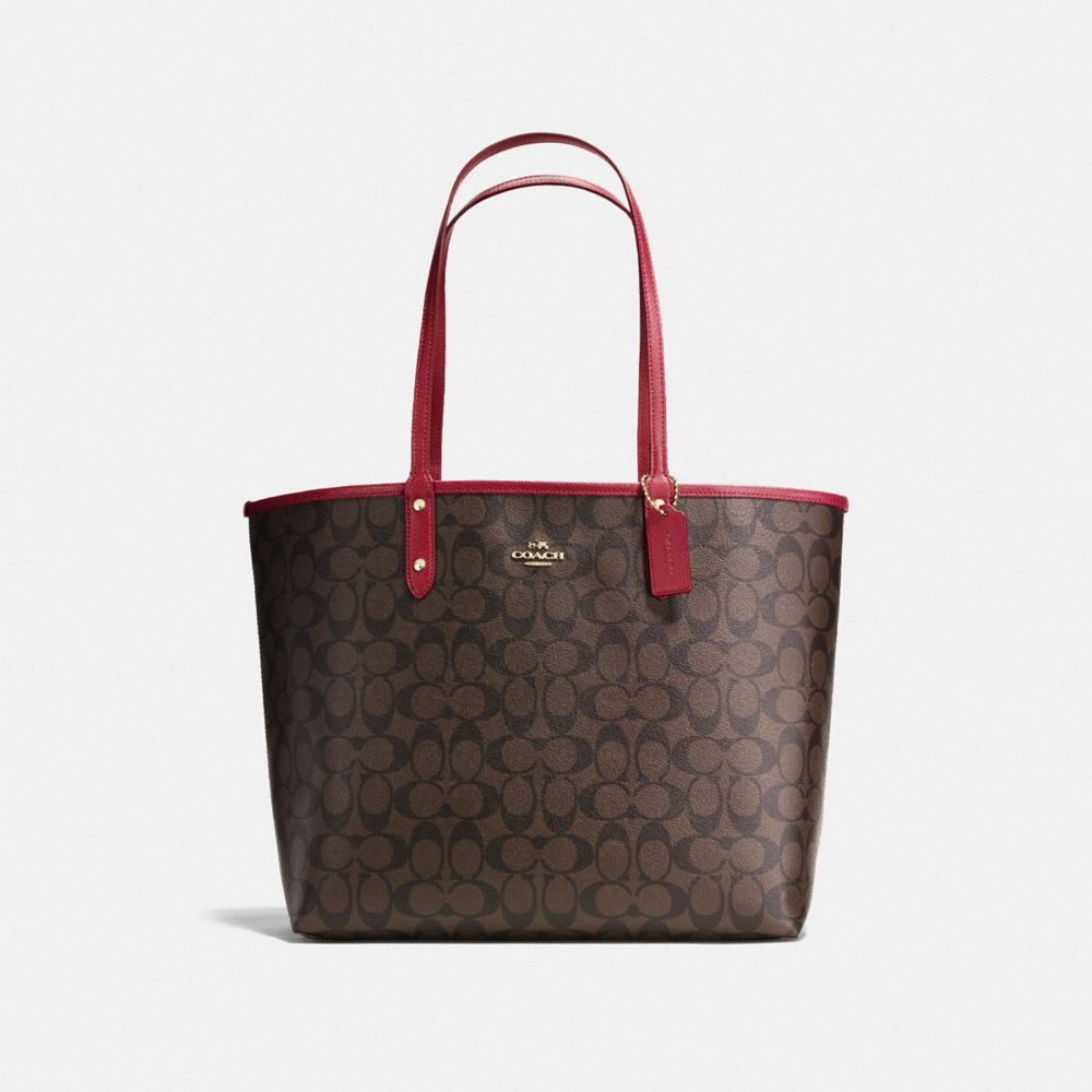 Coach signature reversible online city tote