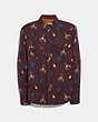 COACH®,RODEO PRINT WESTERN SHIRT,Mixed Material,Wine,Front View