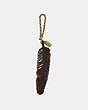 COACH®,FEATHER BAG CHARM,Leather,Brass/Oxblood,Front View