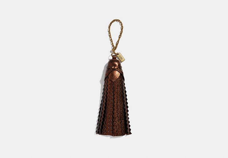 COACH®,TASSEL BAG CHARM,Leather,Brass/COPPER,Front View
