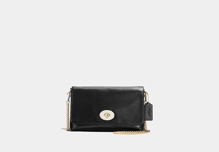 COACH®,CROSSTOWN CROSSBODY IN SMOOTH CALF LEATHER,Leather,Small,Light Gold/Black,Front View