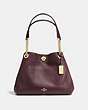 COACH®,TURNLOCK EDIE SHOULDER BAG,Leather,Large,Light Gold/Oxblood,Front View