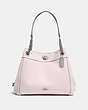 COACH®,TURNLOCK EDIE SHOULDER BAG,Leather,Large,Silver/Ice Pink,Front View