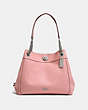 COACH®,TURNLOCK EDIE SHOULDER BAG,Leather,Large,Silver/Peony,Front View