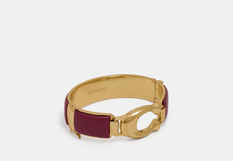 COACH®,WRAPPED SCULPTED SIGNATURE BANGLE,Plated Brass,GD/Scarlet,Front View