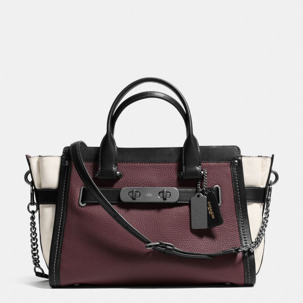 COACH®,Coach Swagger With Chain In Pebble Leather,,Front View