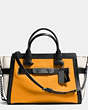 COACH®,COACH SWAGGER WITH CHAIN IN PEBBLE LEATHER,Leather,Large,QB/HONEY,Front View