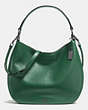 COACH®,COACH NOMAD HOBO IN GLOVETANNED LEATHER,Leather,Large,Black Antique Nickel/Racing Green,Front View