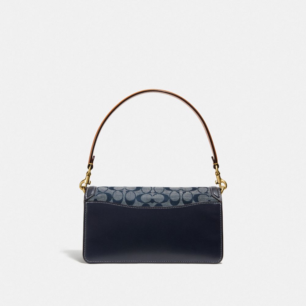 COACH®,TABBY SHOULDER BAG 26 IN SIGNATURE CHAMBRAY,Leather,Medium,Brass/Chambray Midnight Navy Mlti,Back View