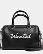 COACH®,WANTED SURREY SATCHEL IN LEATHER,Leather,Large,Light Antique Nickel/Black,Front View