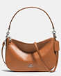COACH®,CHELSEA CROSSBODY IN SMOOTH CALF LEATHER,Leather,Medium,Silver/Saddle,Front View