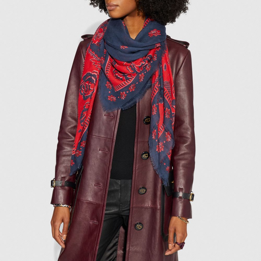 Western Rose Bandana Oversized Square