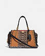 COACH®,DREAMER IN COLORBLOCK WITH SNAKESKIN DETAIL,Leather,Medium,Brass/Multi,Front View