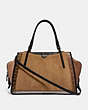 COACH®,DREAMER 36 IN COLORBLOCK WITH SNAKESKIN DETAIL,Leather,Large,Black Copper/Multi,Front View