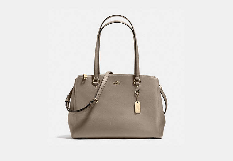 COACH®,STANTON CARRYALL IN CROSSGRAIN LEATHER,Leather,Light Gold/FOG,Front View