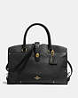 COACH®,MERCER SATCHEL,Leather,Large,Light Gold/Black,Front View