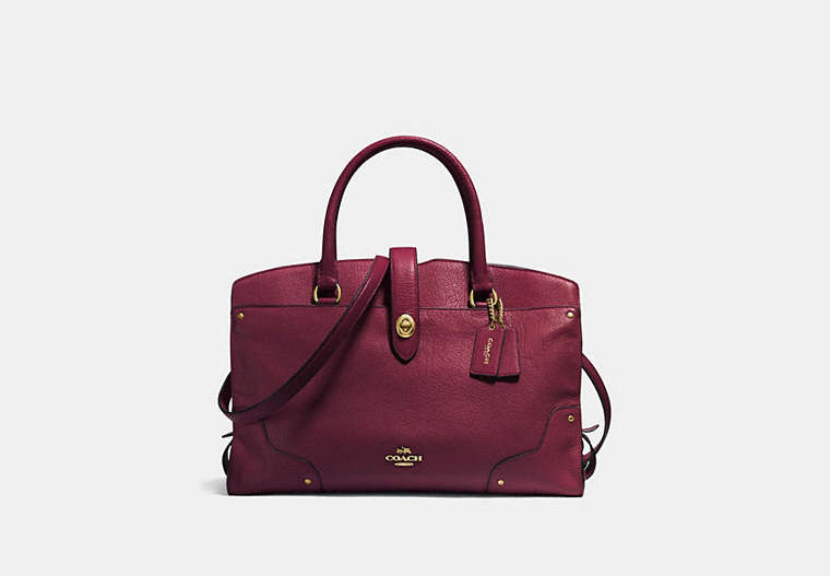 COACH®,CARTABLE MERCER,Cuir,Bourgogne/Or Clair,Front View