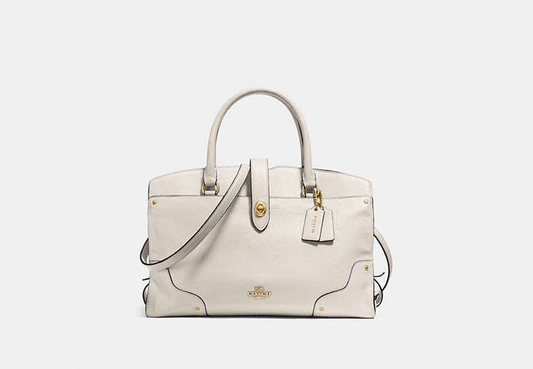 COACH®,CARTABLE MERCER,Cuir,Or/Craie,Front View