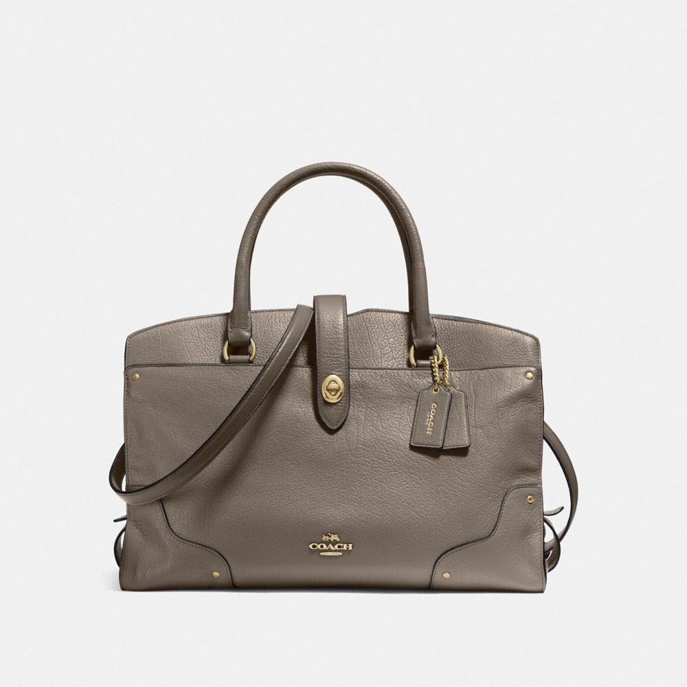 COACH®,CARTABLE MERCER,Cuir,Or Clair/Brouillard,Front View