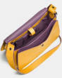COACH®,SADDLE BAG WITH PERSONALIZED STORYPATCH,Leather,Medium,Dark Gunmetal/Flax/Eggplant,Inside View,Top View
