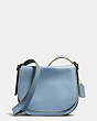 COACH®,SADDLE BAG WITH PERSONALIZED STORYPATCH,Leather,Medium,Dark Gunmetal/Cornflower/Flax,Front View