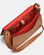 COACH®,SADDLE BAG WITH PERSONALIZED STORYPATCH,Leather,Medium,Dark Gunmetal/Tabac/Carmine,Inside View,Top View