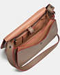 COACH®,SADDLE BAG WITH PERSONALIZED STORYPATCH,Leather,Medium,Dark Gunmetal/Fog/Adobe,Inside View,Top View