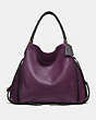 COACH®,EDIE SHOULDER BAG 42,Leather,Large,Brass/Plum,Front View