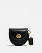 COACH®,SADDLE BAG CHARM,Leather,Brass/Black,Front View