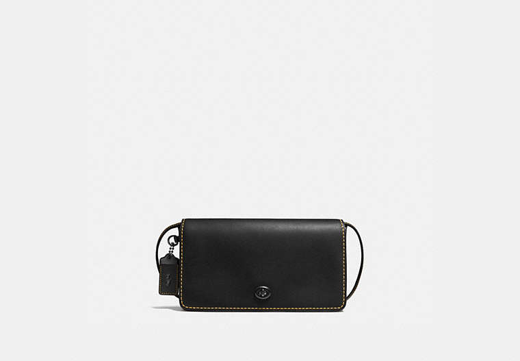 COACH®,DINKY,Leather,Small,Pewter/Black Honey,Front View