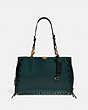 COACH®,DREAMER TOTE 34 IN COLORBLOCK,Leather,Large,Brass/Evergreen,Front View