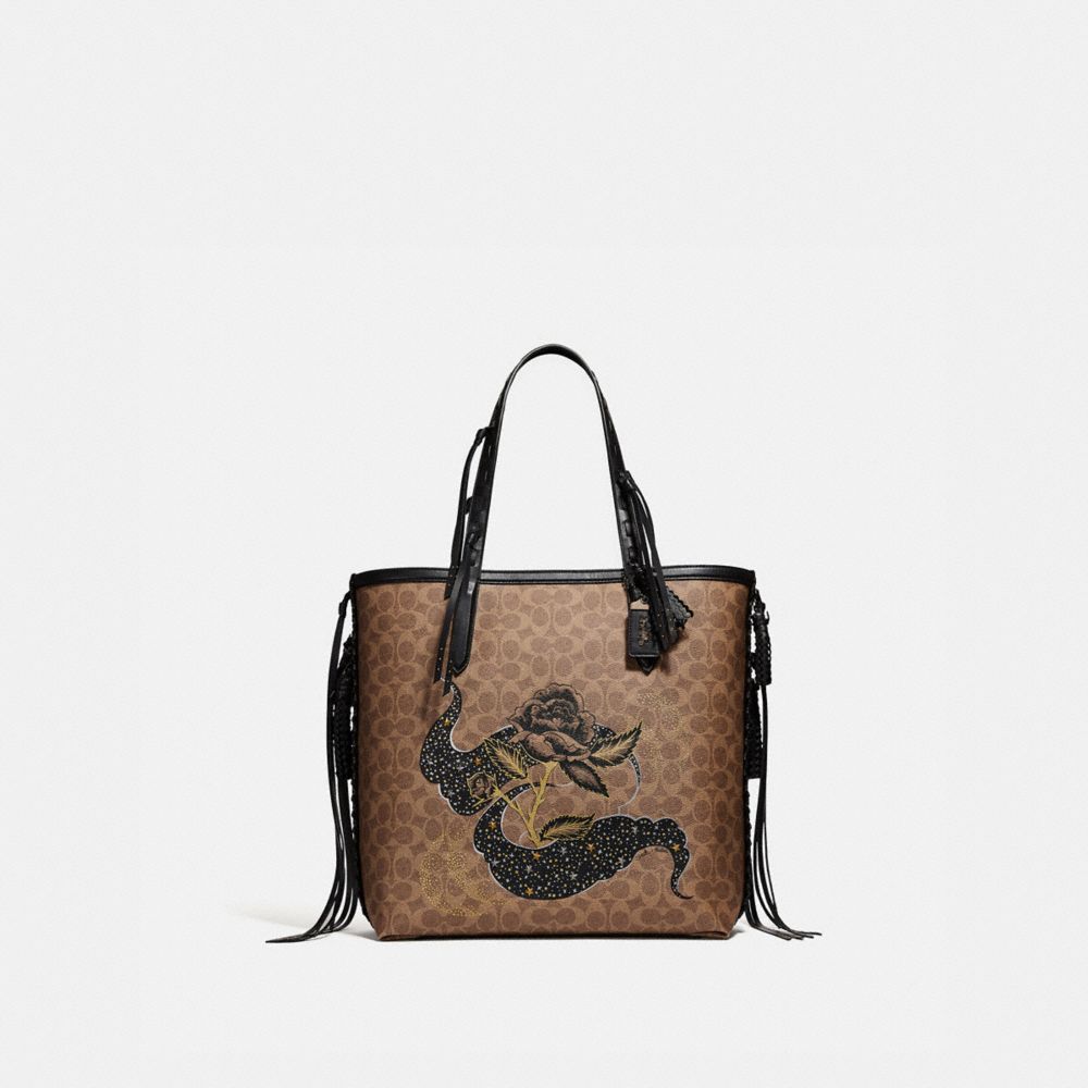 COACH®,Tote 34 In Signature Canvas With Tattoo,,Front View