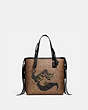COACH®,TOTE 34 IN SIGNATURE CANVAS WITH TATTOO,Leather,Large,Tan Black/Black Copper,Front View