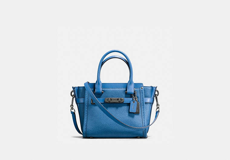 COACH®,COACH SWAGGER 21,Leather,Small,Gunmetal/Lapis,Front View