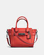 COACH®,COACH SWAGGER 21,Leather,Small,Dark Gunmetal/Deep Coral,Front View