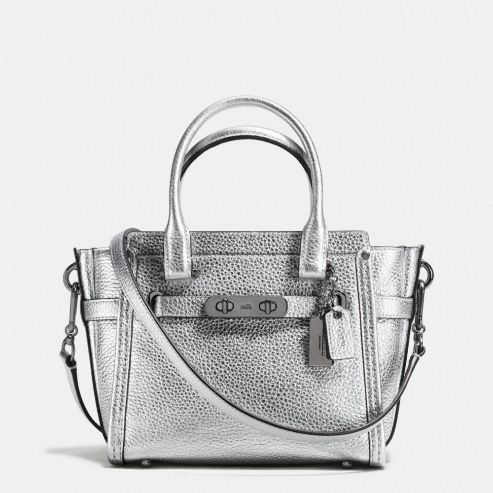 COACH®,COACH SWAGGER 21,Leather,Small,DK/SILVER,Front View