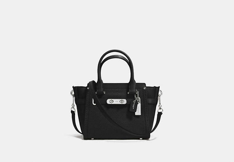 COACH®,COACH SWAGGER 21,Leather,Small,Silver/Black,Front View