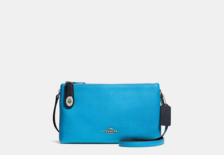 COACH®,CROSBY CROSSBODY IN BICOLOR LEATHER,Leather,Small,Silver/AZURE/NAVY,Front View