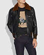 COACH®,BOMBER WITH SHEARLING COLLAR,Leather,Black Toffee,Scale View