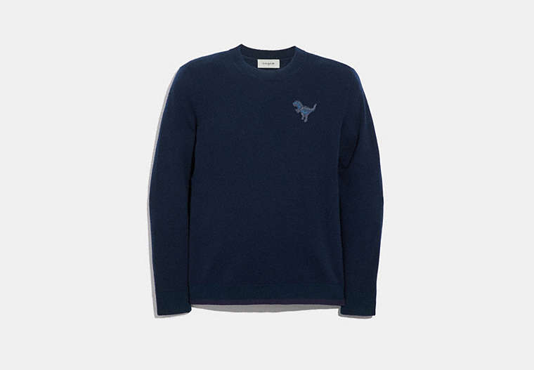 COACH®,REXY PATCH CREWNECK SWEATER,n/a,NAVY,Front View
