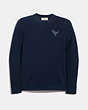 COACH®,REXY PATCH CREWNECK SWEATER,n/a,NAVY,Front View