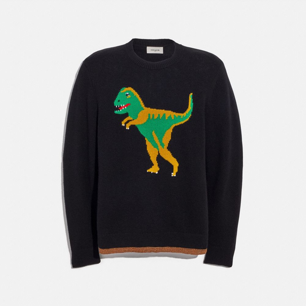COACH®,REXY INTARSIA SWEATER,n/a,Black,Front View