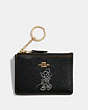 COACH®,BOXED MINNIE MOUSE MINI SKINNY ID CASE,Leather,Light Gold/Black,Front View
